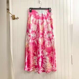 Young Broke and Fabulous tie dye slit midi skirt